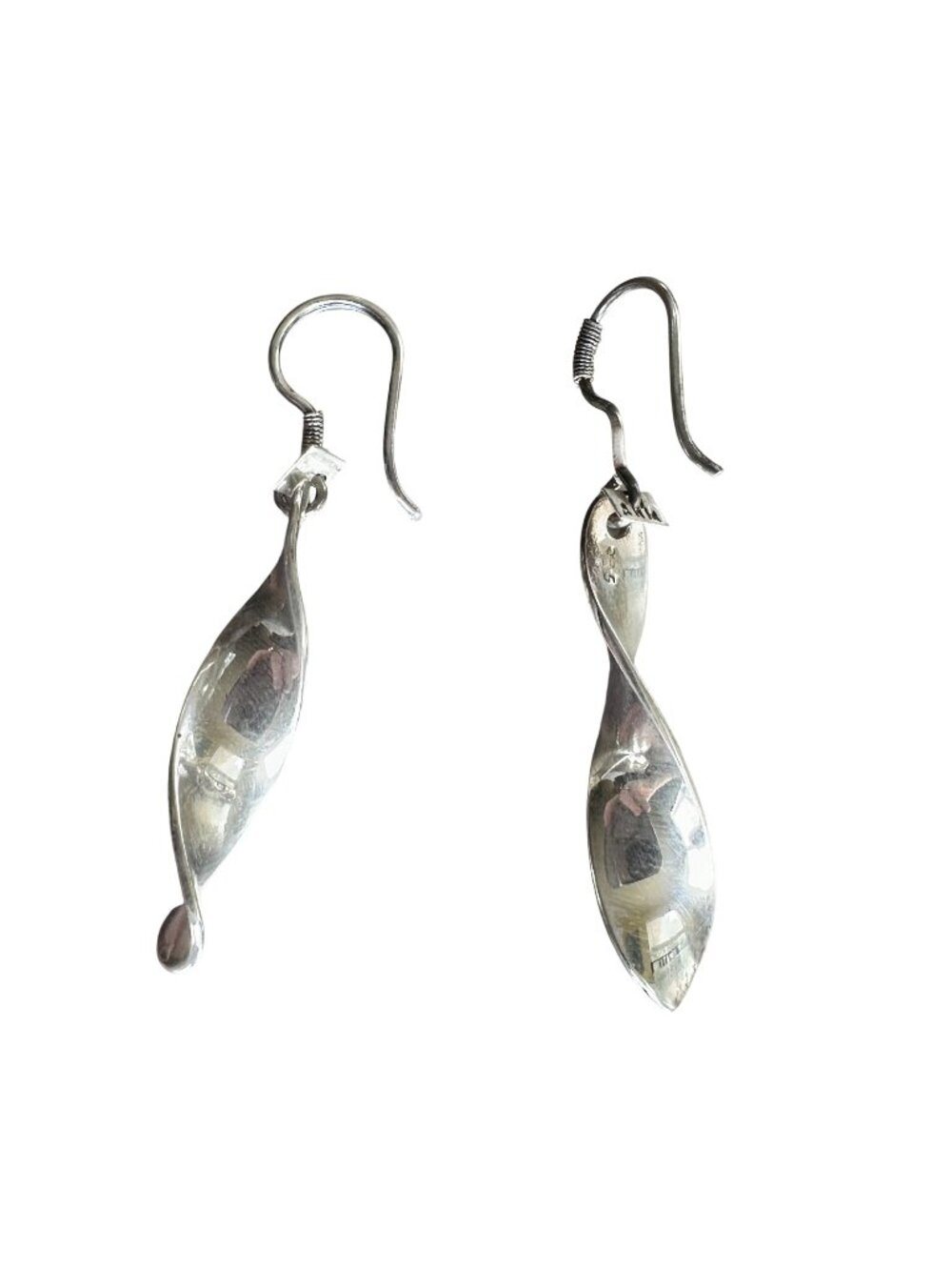 Sterling Silver Twisted Drop Earrings Signed AHM 925